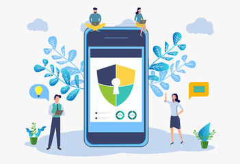 Poster - Image of cyber security concept. Illustrates the idea of cybersecurity or privacy. Vector colorful illustration.