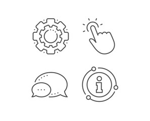 Poster - touchpoint line icon. chat bubble, info sign elements. click here sign. touch technology symbol. lin