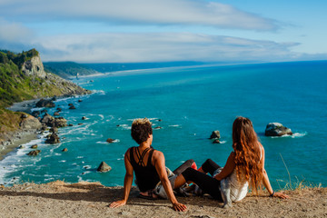 Wall Mural - Couple enjoying a coastal view