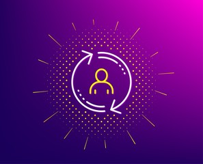 Aufkleber - Refresh user info line icon. Halftone pattern. Update profile sign. Gradient background. User info line icon. Yellow halftone pattern. Vector