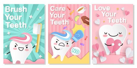 Canvas Print - tooth with dental care card