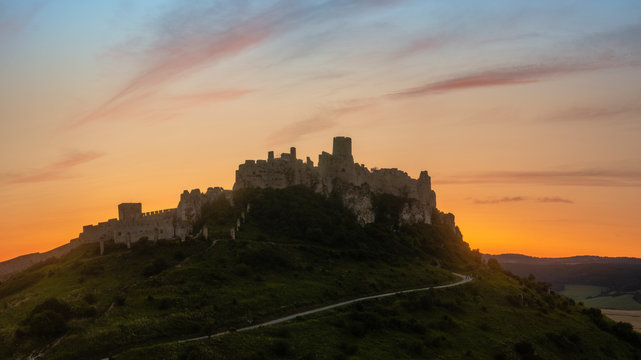 The ruins of the Spissky Castle (Spissky hrad), in Slovakia, one of the largest castles in Europe