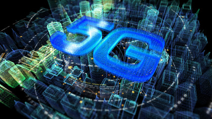 Poster - Futuristic holographic 5G digital wireless high speed fifth innovative generation for cellular network connectivity, high speed Internet broadband network