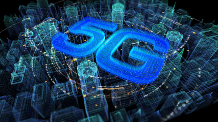 Poster - Futuristic holographic 5G digital wireless high speed fifth innovative generation for cellular network connectivity, high speed Internet broadband network