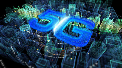 Poster - Futuristic holographic 5G digital wireless high speed fifth innovative generation for cellular network connectivity, high speed Internet broadband network