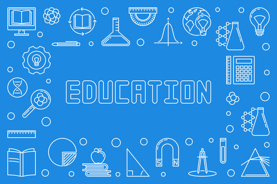 Education concept horizontal outline frame. Vector illustration or banner