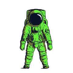Wall Mural - Green astronaut on isolated background . Vector image