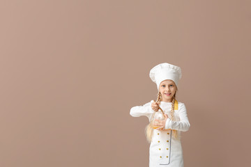 Sticker - Cute little chef on color background