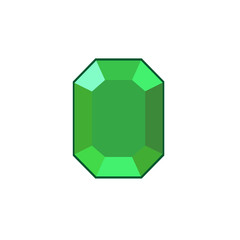 Poster - Green crystal and gemstones line icon template color editable. Diamond symbol vector sign isolated on white background. Sympel logo vector illustration for graphic and web design