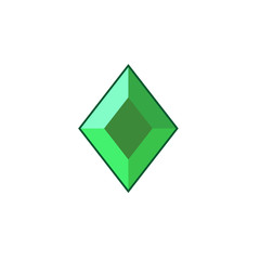 Poster - Green crystal and gemstones line icon template color editable. Diamond symbol vector sign isolated on white background. Sympel logo vector illustration for graphic and web design