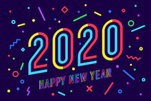 2020, Happy New Year. Greeting Card Happy New Year 2020