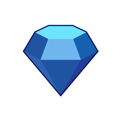 Poster - Blue crystal and gemstones line icon template color editable. Diamond symbol vector sign isolated on white background. Sympel logo vector illustration for graphic and web design