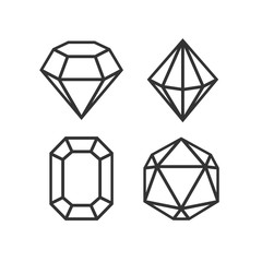 Poster - Crystal and gemstones line icon template color editable. Diamond symbol vector sign isolated on white background. Sympel logo vector illustration for graphic and web design