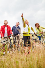 Group of friends makes a bike ride