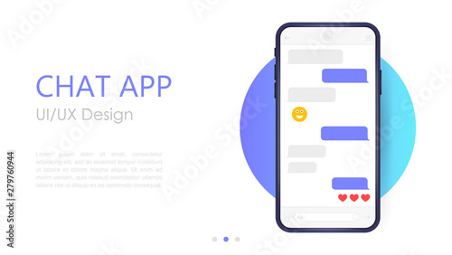 Download Mobile Chat App Mockup Ux Or Ui Design Smartphone Isolated On White Background Social Network Design Template Stock Vector Adobe Stock
