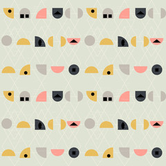 Poster - Abstract geometric vector seamless pattern inspired by mid-century modern fabrics.