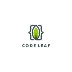 code leaf logo icon design - vector
