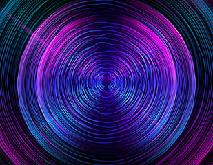 Fototapete - Abstract digital future wave lines vector background in circle shape. Tech music sound concept. Electronic light rounds illustration on black backdrop