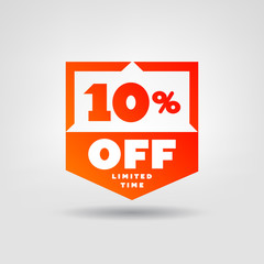 Poster - 10% Red Price Tag. Discount 10% OFF Web Button. Special Discount Offer 10% Sale Badge.