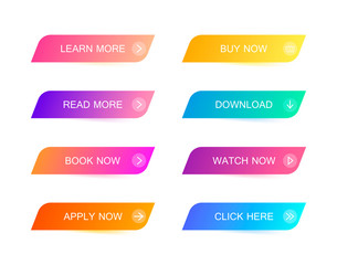 Poster - Set of modern material style buttons for website, mobile app and infographic . Different gradient colors. Modern vector illustration flat style