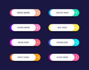 Wall Mural - Set of modern material style buttons for website, mobile app and infographic . Different gradient colors. Modern vector illustration flat style