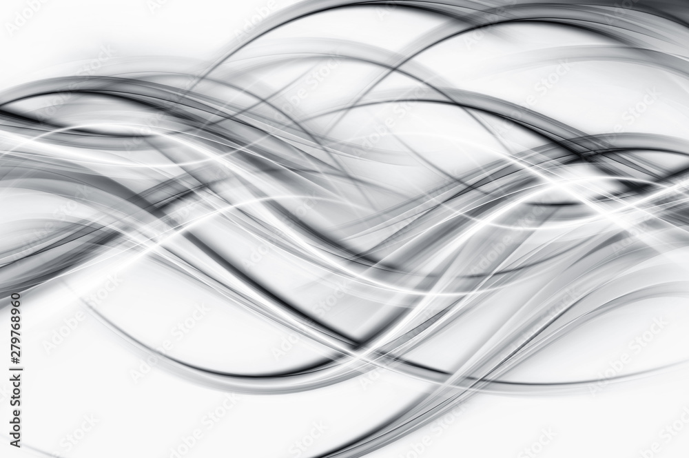 Cool grey and white flowing background - obrazy, fototapety, plakaty 