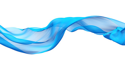 Wall Mural - Flowing transparent Cloth Wave, blue Waving Silk Flying Textile, 3d rendering