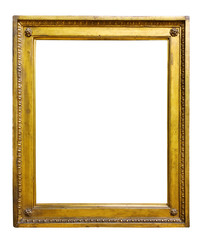 Picture gold wooden ornate frame for design on white  background