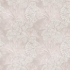 Seamless pattern with marine plants. Corals and algae. Watercolor pattern. Suitable for textile design, paper, wedding decor.