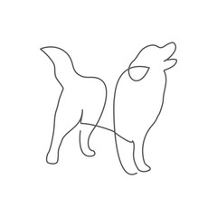 Wall Mural - Dog One line drawing on white