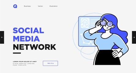 Poster - presentation slide template or landing page website design. business concept illustrations. modern f