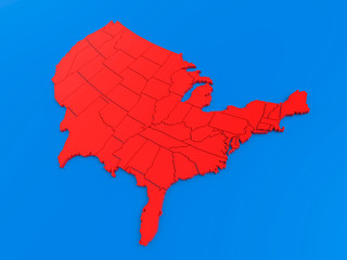 Wall Mural - united states of america map 3d render usa red