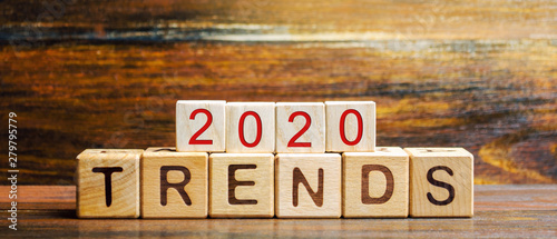 Cuadros en Lienzo Wooden blocks with the word Trends 2020