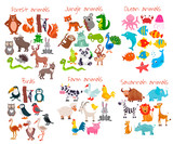 Fototapeta Fototapety na ścianę do pokoju dziecięcego - Big set of cute cartoon animals. Vector illustration.