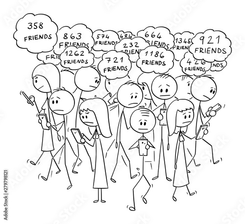 Vector Cartoon Stick Figure Drawing Conceptual Illustration Of