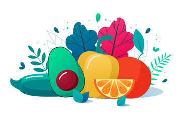 Sticker - Concept of healthy food vector illustration.