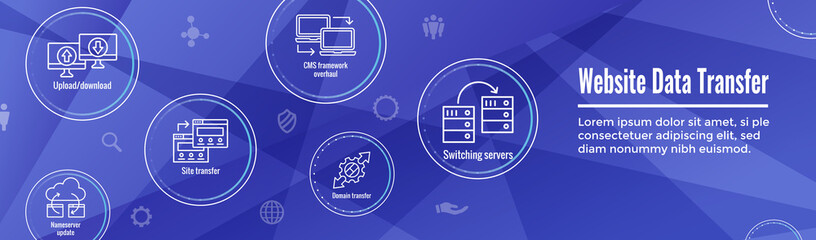 Wall Mural - Website Data Transfer Icon Set and Web Header Banner
