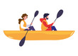 man and woman rowing a boat