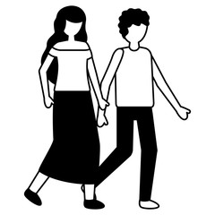 standing man and woman casual clothes