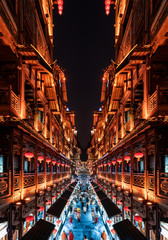 Nightscape of Hongyadong Ancient Town in Chongqing, China