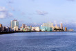 Panoramic morning view and cityscape of the Malecon seawall of Havana, Cuba
