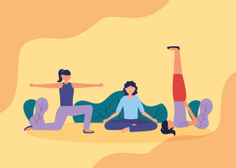 Sticker - people yoga outdoor flat design image