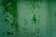 Texture Of Iron Metal Painted Bright Green Peeling Paint 