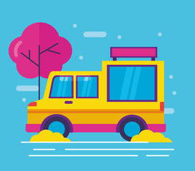 Wall Mural - food trucks flat design image