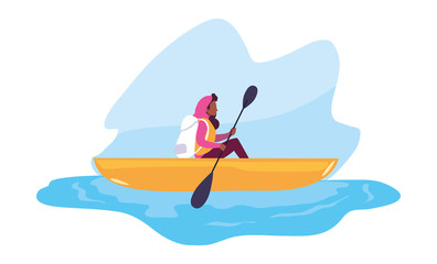 Wall Mural - woman with boat and adventure rowing