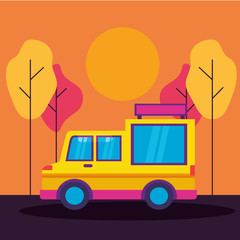 Wall Mural - food truck park street trees design