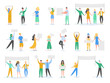 © wooster - Big Set of protesting people holding banners and placards. Men and women characters on political meeting, parade or rally. Group of male and female protesters or activists. Vector illustration