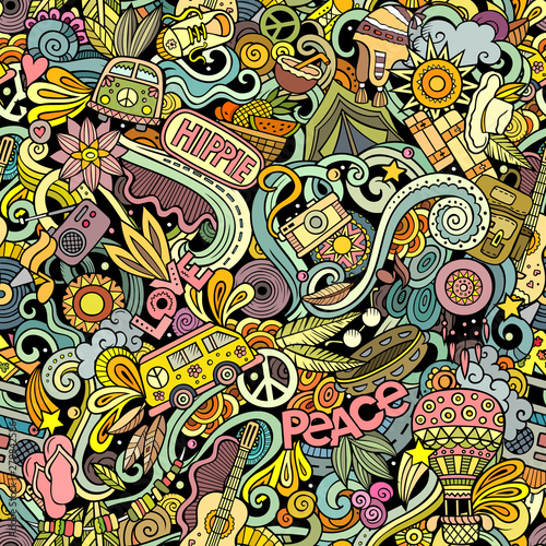 Naklejki retro  hipis-recznie-rysowane-gryzmoly-wzor-hipisowskie-tlo