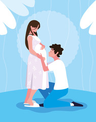 Canvas Print - cute couple pregnancy avatar character