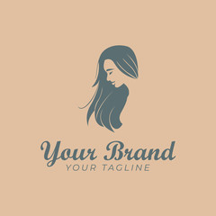 Wall Mural - logo template of woman's hair in minimalist style